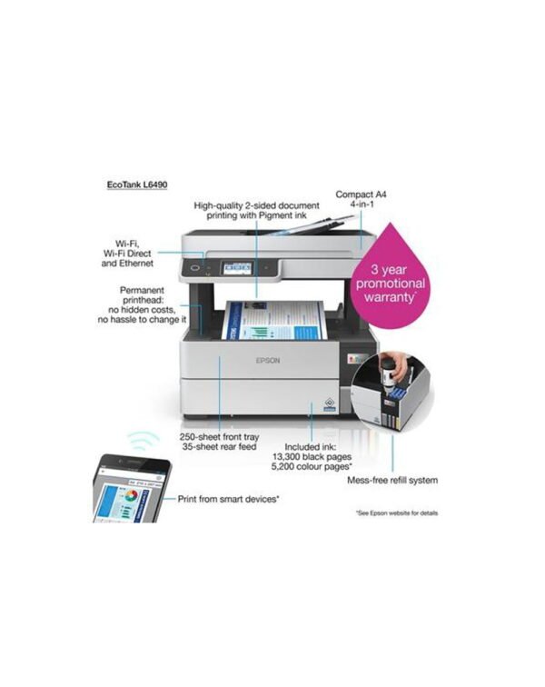 Epson EcoTank L6490 Imprimante multifonction à réservoirs rechargeables (C11CJ88404)