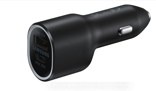 Double chargeur Samsung 40 W pour voiture (EP-L4020NBEGMA)