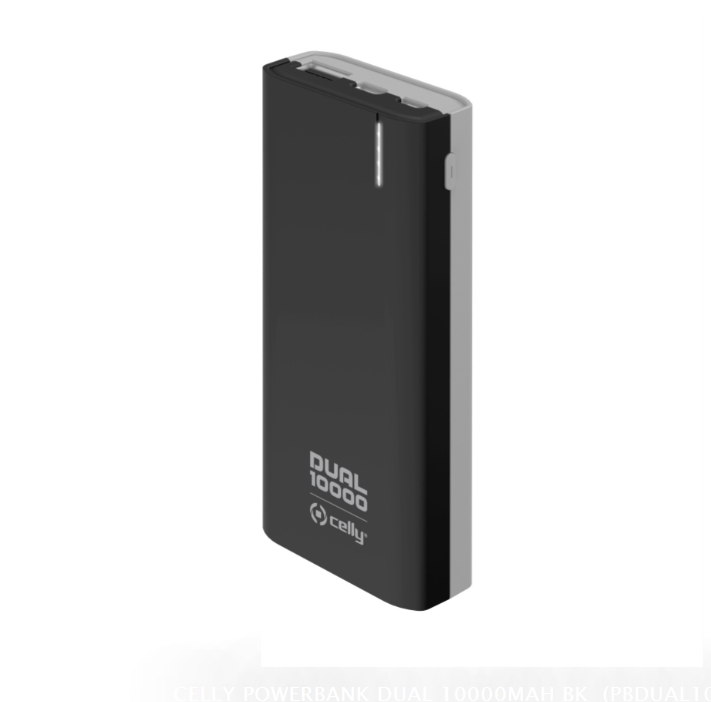 Banque d'alimentation CELLY PBDUAL10000 Noir - POWERBANK DUAL 10000MAH (PBDUAL10000BK)