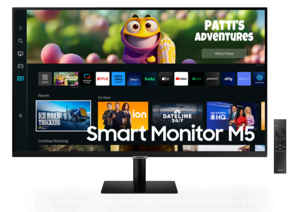 Écran intelligent 27" Samsung M5 avec télécommande (LS27CM500EMXZN)