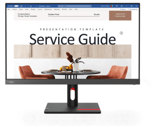Écran 23,8" Full HD Lenovo ThinkVision S24i-30 (63DEKAT3EU)