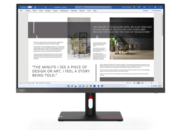 Écran 27" Full HD Lenovo ThinkVision S27i-30 (63DFKAT4EU)
